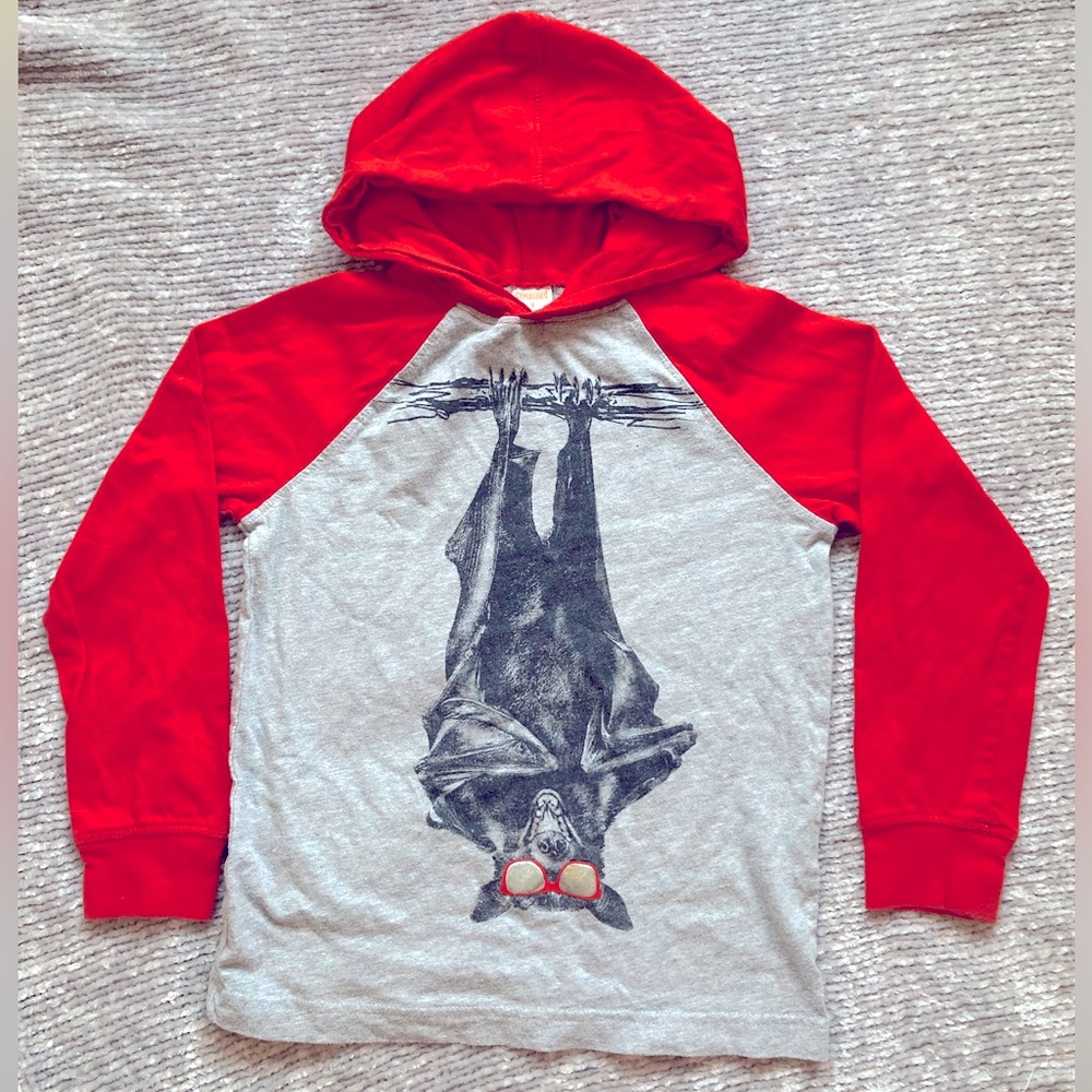 Gymboree Halloween Bat Sunglasses Hooded Raglan Tee Kids Small